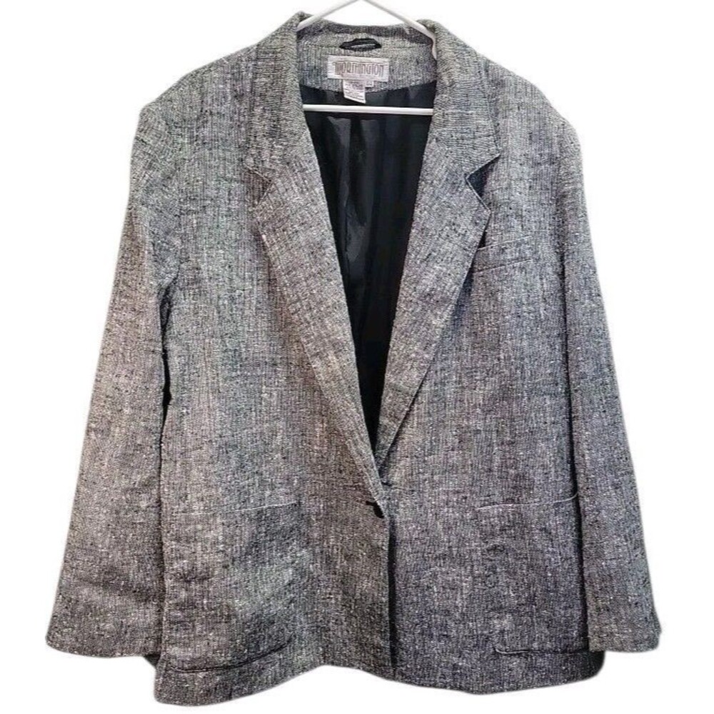 Vtg Worthington Womens Size 44 Linen Blend Blazer One Button 80s